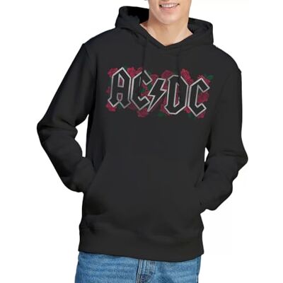 AC/DC ACDC rosor logotyp huvtröja, svart, XX-Large, Svart, XXL AC/DC ACDC rosor logotyp huvtröja, svart, XX-Large, Svart, XXL