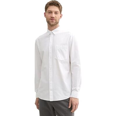 TOM TAILOR herr regular fit skjorta med logotypbroderi på bröstfickan, 20000 – vit, XXL TOM TAILOR herr regular fit skjorta med logotypbroderi på bröstfickan, 20000 – vit, XXL
