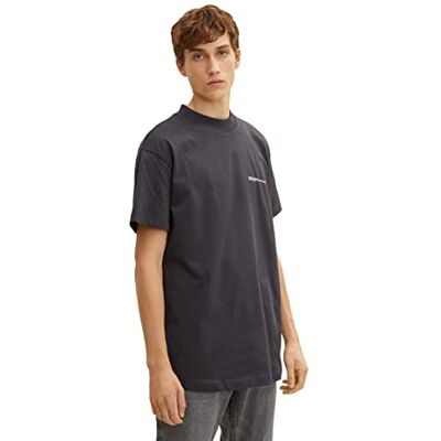 TOM TAILOR Denim Herr Avslappnad T-shirt med logotyptryck 1033028, 29476 Coal Grey, XS TOM TAILOR Denim Herr Avslappnad T-shirt med logotyptryck 1033028, 29476 Coal Grey, XS