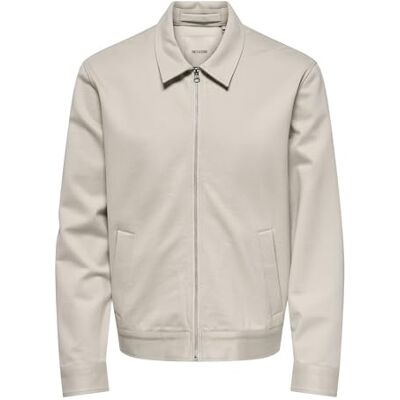 Only & Sons Onsjakes 0339 Reg Zip Stretch Overshirt, Silverfoder, M Only & Sons Onsjakes 0339 Reg Zip Stretch Overshirt, Silverfoder, M