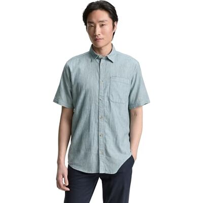 TOM TAILOR Herr regular fit kortärmad skjorta av bomull, 37915 – grön slubstruktur, L TOM TAILOR Herr regular fit kortärmad skjorta av bomull, 37915 – grön slubstruktur, L