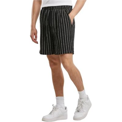 Urban Classics Herrshorts, randiga crinkle Resort shorts, randiga korta byxor i crinkle-utseende för män, storlekar S – 5XL, Svart/offwhite, XXL Urban Classics Herrshorts, randiga crinkle Resort shorts, randiga korta byxor i crinkle-utseende för män, storlekar S – 5XL, Svart/offwhite, XXL