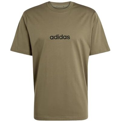 adidas herr Essentials Linear Single Jersey Shirt, olive strata/black, XL adidas herr Essentials Linear Single Jersey Shirt, olive strata/black, XL