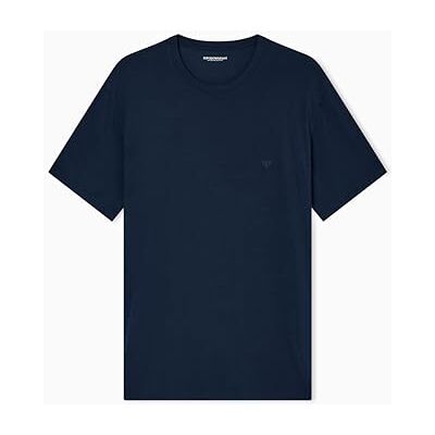 Giorgio Armani Herr mjuk modal rund hals t-shirt blå L anpassad passform, BLÅ, L Giorgio Armani Herr mjuk modal rund hals t-shirt blå L anpassad passform, BLÅ, L