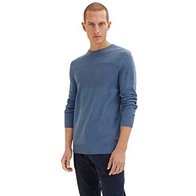 TOM TAILOR Herr 1035763 tröja, 30278-Kina blå melange, XL TOM TAILOR Herr 1035763 tröja, 30278-Kina blå melange, XL