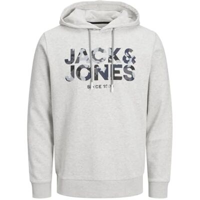 JACK & JONES Herr Jjjames sweat Hood huvtröja, White Melange, L JACK & JONES Herr Jjjames sweat Hood huvtröja, White Melange, L