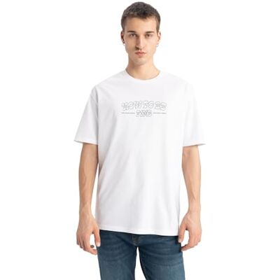 DeFacto Basic T-shirt för män – klassisk t-shirt för män, Vit, L DeFacto Basic T-shirt för män – klassisk t-shirt för män, Vit, L