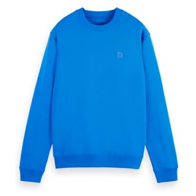 Scotch & Soda Seasonal Core-Badge Logo Crew Sweatshirt, League Blue 410, S Scotch & Soda Seasonal Core-Badge Logo Crew Sweatshirt, League Blue 410, S