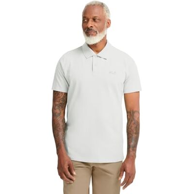 Jack Wolfskin Essential Polo M T-shirt herr vit, Stark vit, M Jack Wolfskin Essential Polo M T-shirt herr vit, Stark vit, M