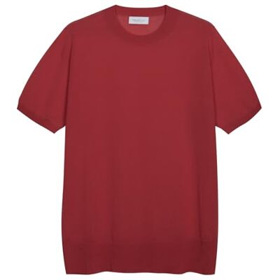 Diana Studio T-shirt i tröja, herr, 100% Lyocell, kortärmad, ledig passform, tillverkad i Italien, Röd, L Diana Studio T-shirt i tröja, herr, 100% Lyocell, kortärmad, ledig passform, tillverkad i Italien, Röd, L