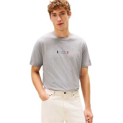 Tommy Hilfiger män varumärke kärlek litet center TEE MW0MW41453 S/S t-shirt, grå, L, Grå (medium grå ljung), L Tommy Hilfiger män varumärke kärlek litet center TEE MW0MW41453 S/S t-shirt, grå, L, Grå (medium grå ljung), L