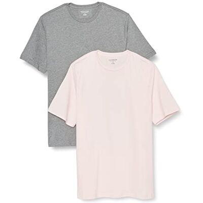 Amazon Essentials herr normal passform kortärmad rund hals t-shirt, paket med 2, grå ljung/ljusrosa, XX-Large Amazon Essentials herr normal passform kortärmad rund hals t-shirt, paket med 2, grå ljung/ljusrosa, XX-Large