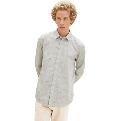 TOM TAILOR Denim Herrskjorta, 33932 – Vitt rutnät formtryck, XS TOM TAILOR Denim Herrskjorta, 33932 – Vitt rutnät formtryck, XS