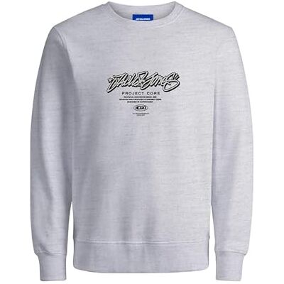 JACK & JONES Jcoscripture Sweat Crew Neck FST, Vit melange, S JACK & JONES Jcoscripture Sweat Crew Neck FST, Vit melange, S