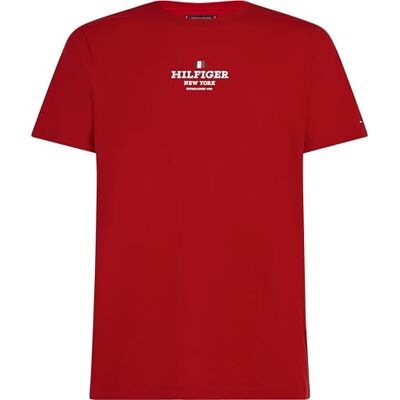 Tommy Hilfiger herr S/S T-shirt, Mellanröd, M Tommy Hilfiger herr S/S T-shirt, Mellanröd, M