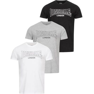Lonsdale T-shirt för män, normal passform, trepack BEANLEY, Svart/vit/Marl grå, 5XL, 117435 Lonsdale T-shirt för män, normal passform, trepack BEANLEY, Svart/vit/Marl grå, 5XL, 117435