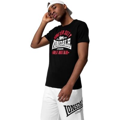 Lonsdale T-shirt för män normal passform KILCHOAN svart/röd/vit S, flerfärgad, S, 117347 Lonsdale T-shirt för män normal passform KILCHOAN svart/röd/vit S, flerfärgad, S, 117347
