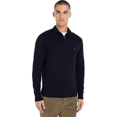 Tommy Hilfiger herr Essential bomull dragkedja Mock MW0MW37331, halv dragkedja tröja, blå, XL, Blå (ökenhimmel), XL Tommy Hilfiger herr Essential bomull dragkedja Mock MW0MW37331, halv dragkedja tröja, blå, XL, Blå (ökenhimmel), XL