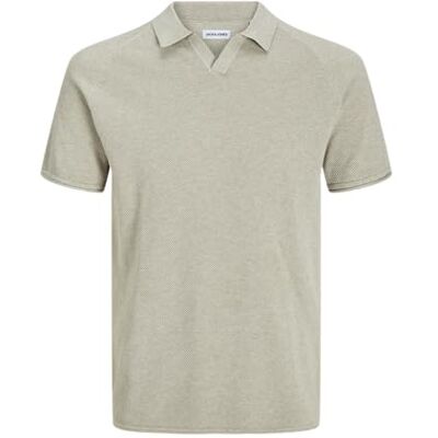 JACK & JONES Jjhill Knit delad hals, Havregryn, M JACK & JONES Jjhill Knit delad hals, Havregryn, M
