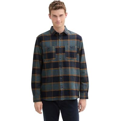 TOM TAILOR Herr Comfort Fit skjorta i rutmönster, 36635 – blå marinblå kontroll, M TOM TAILOR Herr Comfort Fit skjorta i rutmönster, 36635 – blå marinblå kontroll, M