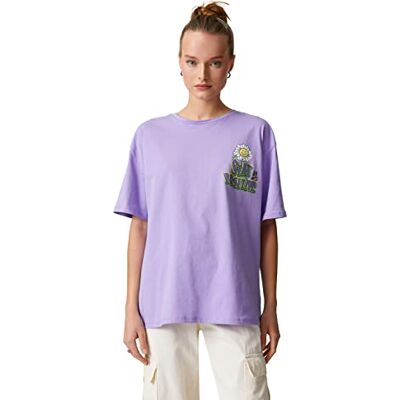 Koton kortärmad crew neck bomull rygg tryckt t-shirt, Lila (372), L Koton kortärmad crew neck bomull rygg tryckt t-shirt, Lila (372), L