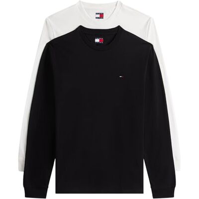 Tommy Jeans herr TJM Slim 2PACK L/S EXT DM0DM22148 L/S t-shirt, multi (Ecru/Black), L, Multi (Ecru/svart), L Tommy Jeans herr TJM Slim 2PACK L/S EXT DM0DM22148 L/S t-shirt, multi (Ecru/Black), L, Multi (Ecru/svart), L