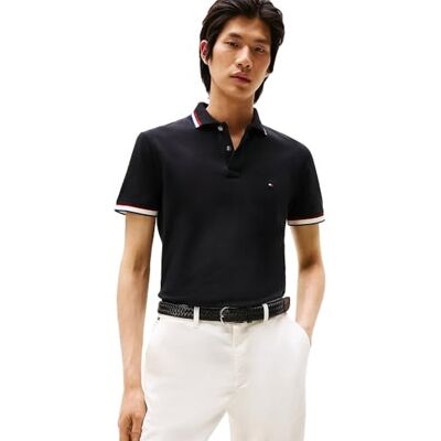 Tommy Hilfiger herr manschett intresse smal passform polo MW0MW40308 S/S Polo, svart, XXL, svart (svart), XXL Tommy Hilfiger herr manschett intresse smal passform polo MW0MW40308 S/S Polo, svart, XXL, svart (svart), XXL