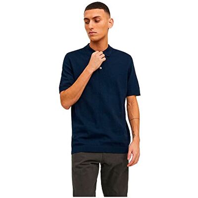JACK & JONES JACK&JONES Herr JJEEMIL Knit Polo S/S SN tröja, Navy Blazer, L JACK & JONES JACK&JONES Herr JJEEMIL Knit Polo S/S SN tröja, Navy Blazer, L