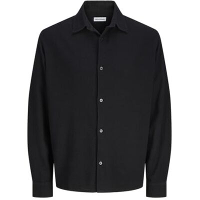 JACK & JONES Jjleo Jacquard Shirt Ls, svart, XXL JACK & JONES Jjleo Jacquard Shirt Ls, svart, XXL