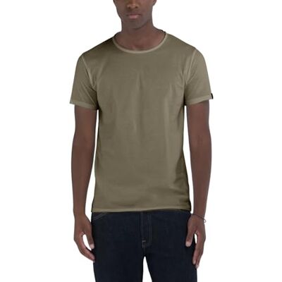Replay Herr normal passform basic T-shirt av bomull, 234 Mud, XXL Replay Herr normal passform basic T-shirt av bomull, 234 Mud, XXL