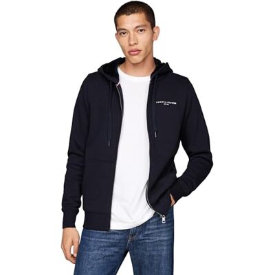 Tommy Hilfiger TOMMY LOGO FUR LINED HOODY MW0MW37245, blixtlås genom huvtröja, blå, XXXL, Blå (ökenhimmel), 3XL stor Tommy Hilfiger TOMMY LOGO FUR LINED HOODY MW0MW37245, blixtlås genom huvtröja, blå, XXXL, Blå (ökenhimmel), 3XL stor