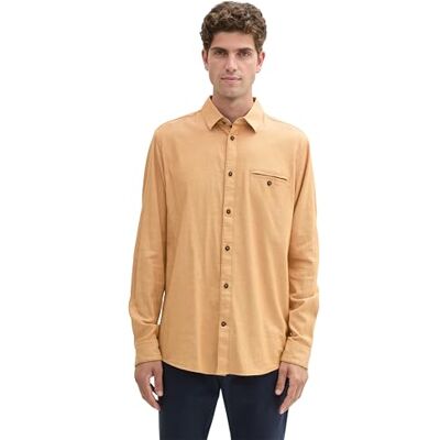 TOM TAILOR Fitted herrskjorta med stretch, 36663 – Peanut brun liten struktur, 3XL TOM TAILOR Fitted herrskjorta med stretch, 36663 – Peanut brun liten struktur, 3XL