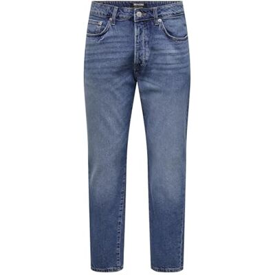 Only & Sons Onsyoke Tapered Box Tai DNM Cbo Noos, Mellanblå denim, 33W x 32L Only & Sons Onsyoke Tapered Box Tai DNM Cbo Noos, Mellanblå denim, 33W x 32L