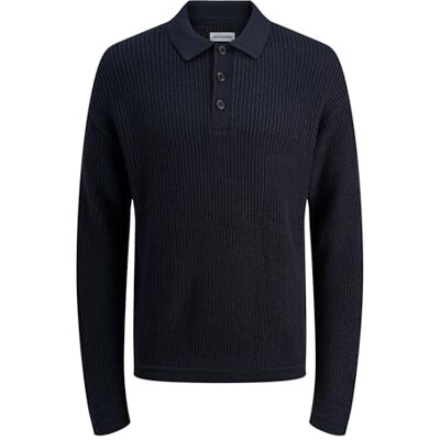 JACK & JONES Jjkaito Knit Polo Bf, Sky Captain, L JACK & JONES Jjkaito Knit Polo Bf, Sky Captain, L