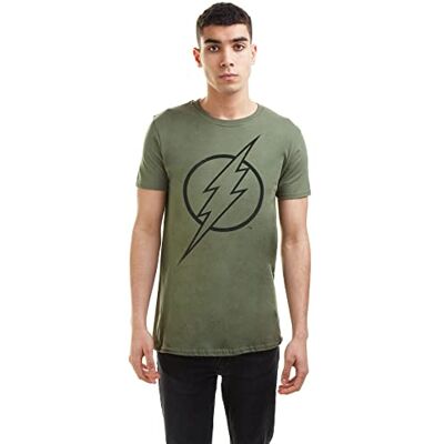DC Comics Flash Line Logo T-shirt för män, Militärgrönt, XL DC Comics Flash Line Logo T-shirt för män, Militärgrönt, XL