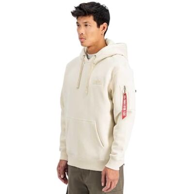 Alpha Industries Back Print Hoodie för män, Vintage White, XL Alpha Industries Back Print Hoodie för män, Vintage White, XL
