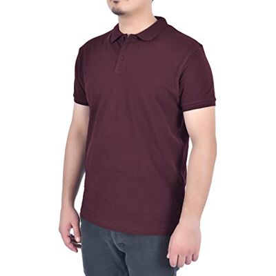 M17 Klassisk vanlig pikétröja för män kortärmad bomull t-shirt topp sport vardagsarbete, Bourgogne röd, S M17 Klassisk vanlig pikétröja för män kortärmad bomull t-shirt topp sport vardagsarbete, Bourgogne röd, S