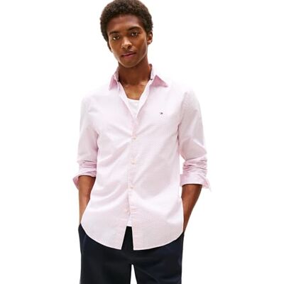 Tommy Hilfiger Herr Flex POPLIN Mini Tryck RF-skjorta MW0MW39438 L/S skjorta, Rosa (Rosa Lilja), XXL, Rosa (rosa lilja), XXL Tommy Hilfiger Herr Flex POPLIN Mini Tryck RF-skjorta MW0MW39438 L/S skjorta, Rosa (Rosa Lilja), XXL, Rosa (rosa lilja), XXL