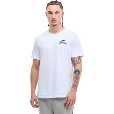 Lonsdale Herr-t-shirt, normal passform, WARLINGHAM, vit/svart, M Lonsdale Herr-t-shirt, normal passform, WARLINGHAM, vit/svart, M