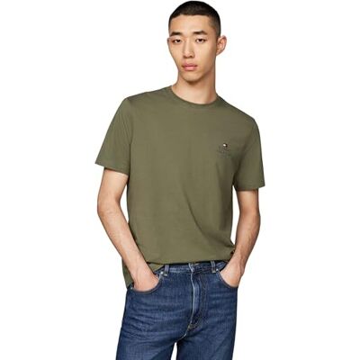 Tommy Hilfiger herr Hilfiger Stack TEE MW0MW36500, S/S t-shirt, grön, XXXL, Grön (slaget grön), 3XL Tommy Hilfiger herr Hilfiger Stack TEE MW0MW36500, S/S t-shirt, grön, XXXL, Grön (slaget grön), 3XL