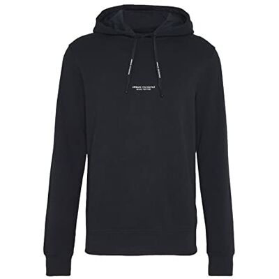 Giorgio Armani Tröja med huva och logotyp fram bak sweatshirt herr, Blåa, XL Giorgio Armani Tröja med huva och logotyp fram bak sweatshirt herr, Blåa, XL