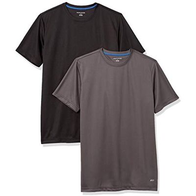 Amazon Essentials Active Performance Tech T-Shirt för män (finns i stor och lång), 2-pack, mörkgrå/svart, Medium Amazon Essentials Active Performance Tech T-Shirt för män (finns i stor och lång), 2-pack, mörkgrå/svart, Medium