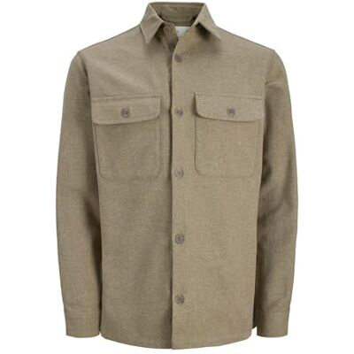 JACK & JONES Jprrayle Melange Solid L/S Overshirt Sn, ALOE, M JACK & JONES Jprrayle Melange Solid L/S Overshirt Sn, ALOE, M