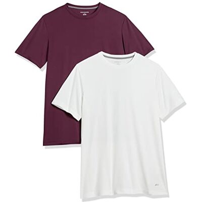 Amazon Essentials Active Performance Tech T-shirt för män (finns i stor och lång), 2-pack, vinröd/vit, X-Small Amazon Essentials Active Performance Tech T-shirt för män (finns i stor och lång), 2-pack, vinröd/vit, X-Small