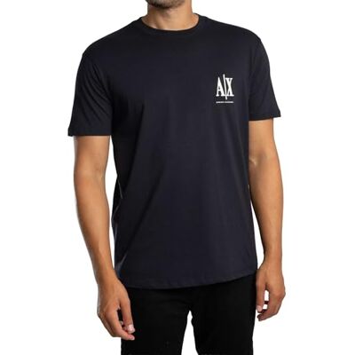 Giorgio Armani Herr kortärmad sida monogram logo T-shirt, blå, L, djup marin, L Giorgio Armani Herr kortärmad sida monogram logo T-shirt, blå, L, djup marin, L