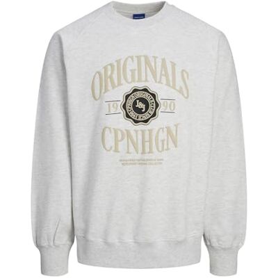 JACK & JONES JORLUCCA varumärke sweat crew neck, Vit melange, XS JACK & JONES JORLUCCA varumärke sweat crew neck, Vit melange, XS