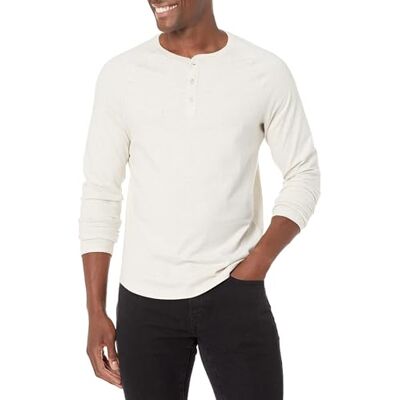Amazon Essentials Herr Slim-Fit långärmad Henley-skjorta, havregryn ljung, S Amazon Essentials Herr Slim-Fit långärmad Henley-skjorta, havregryn ljung, S