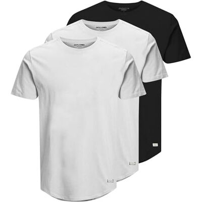 JACK & JONES herr-t-shirt (3-pack), Vit – svart, XS-XXL JACK & JONES herr-t-shirt (3-pack), Vit – svart, XS-XXL