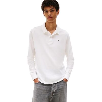 Tommy Jeans Herr TJM Slim Placket Polo LS EXT DM0DM20232, vit, XL, Vit (Ecru), XL Tommy Jeans Herr TJM Slim Placket Polo LS EXT DM0DM20232, vit, XL, Vit (Ecru), XL