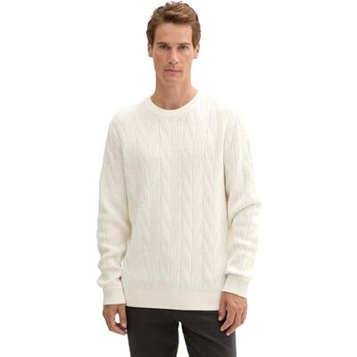 TOM TAILOR herrtröja, 10332 – Benvit, S TOM TAILOR herrtröja, 10332 – Benvit, S